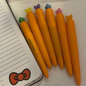 Colorful Carrot-Shaped Highlighter Pens - Novelty Kids Retractable Eraser